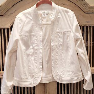 Coldwater Creek Open Front Long Sleeve White Jacket